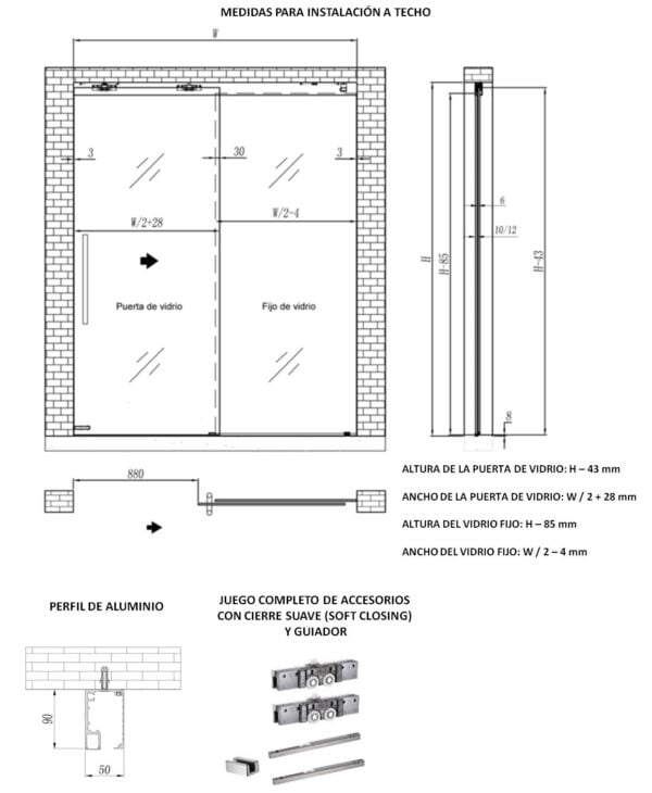 GL 803 GL 804 MEDIDAS PARA INSTALACION A TECHO