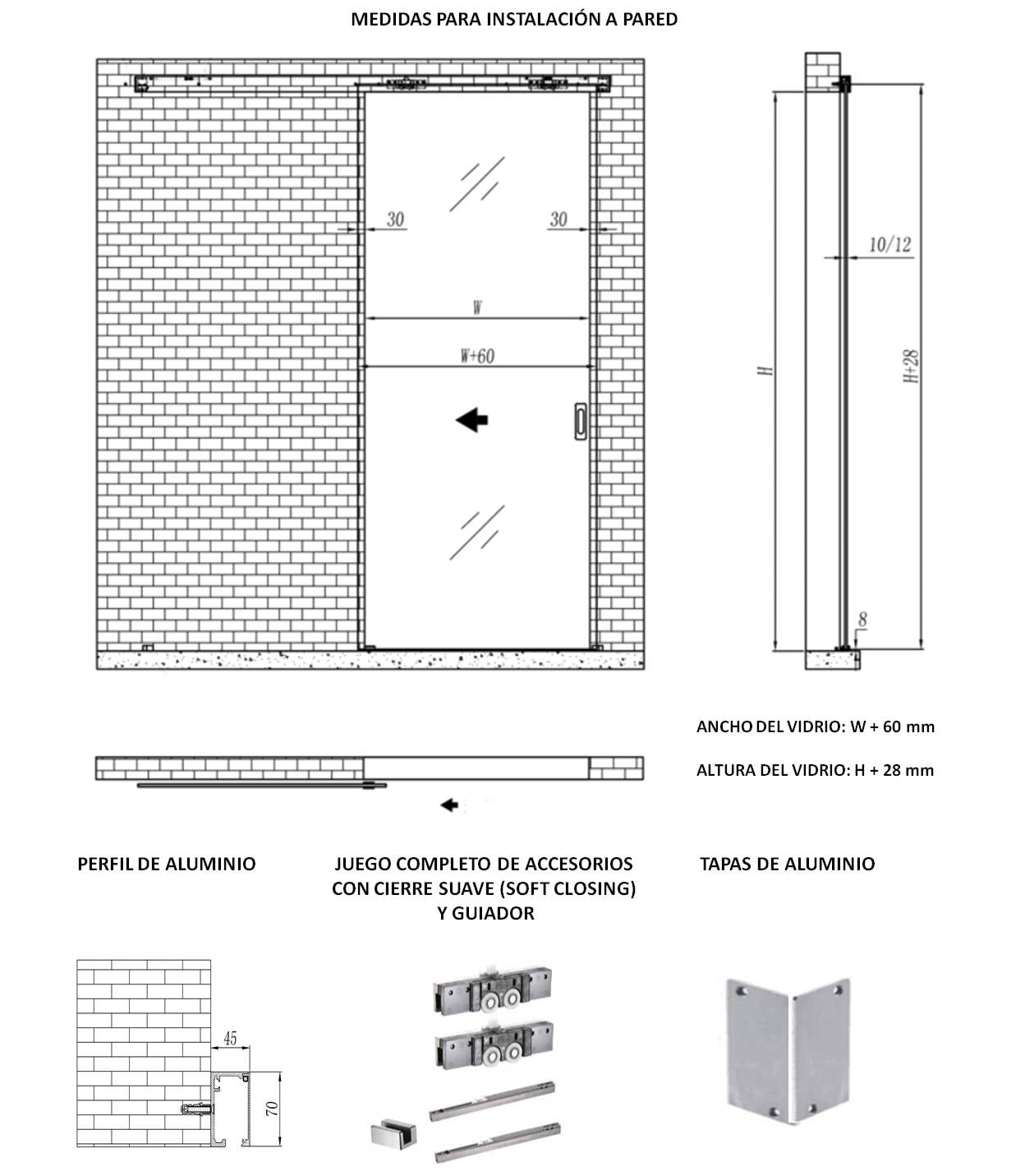 GL 801 GL 802 MEDIDAS PARA INSTALACION A PARED