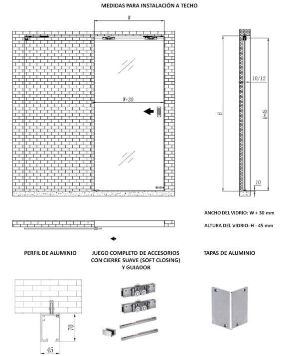 GL 801 GL 802 MEDIDAS PARA INSTALACION A TECHO